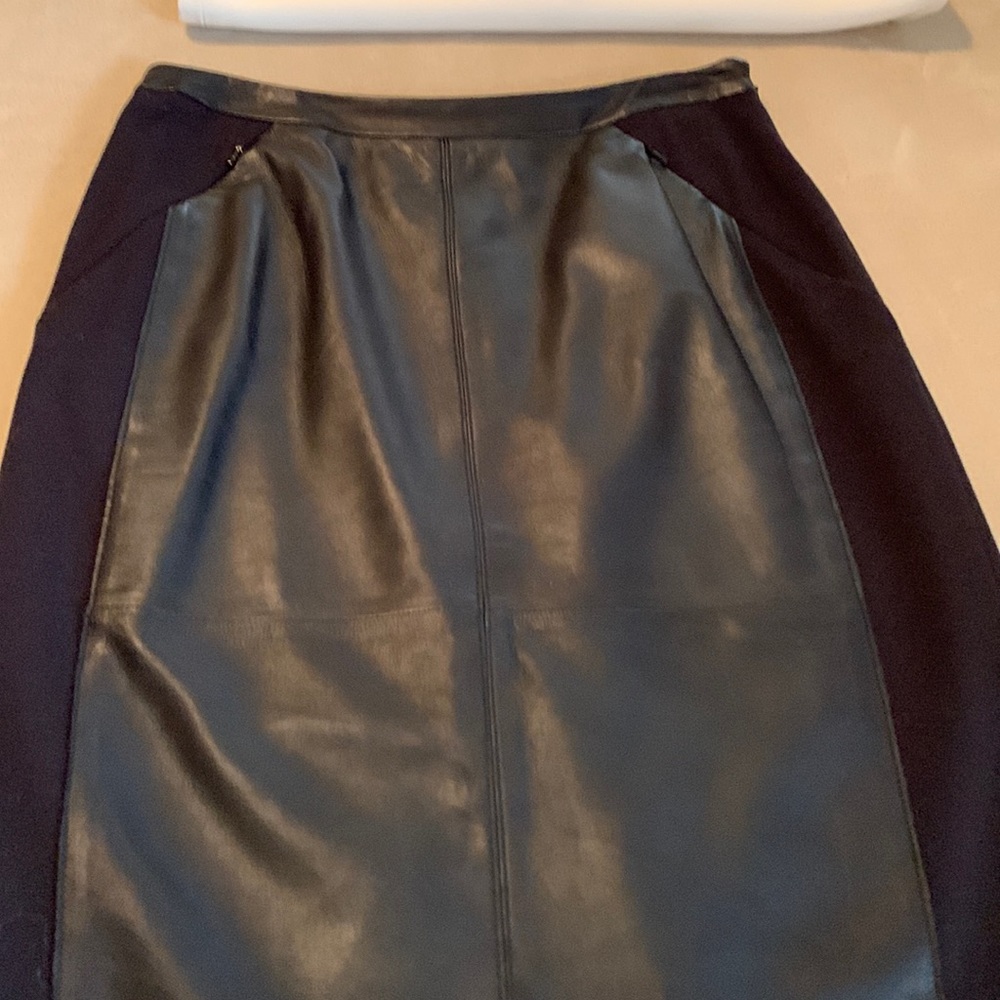 Mixed media (real leather) black skirt